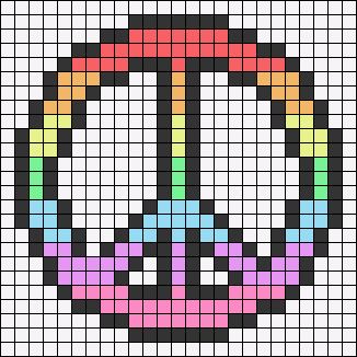 Alpha pattern #125046 | BraceletBook Peace Sign Pixel Art, Peace Sign Perler Bead Patterns, Smile Alpha Pattern, Trippy Alpha Pattern, Pride Alpha Pattern, Pixel Grid, Love Symbol, Pixel Art Pattern, Happy Love