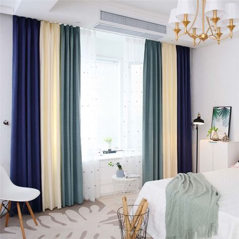 Three Colors Splicing Curtain Modern Cotton Linen Curtain Living Room Fabric(One Panel) Linen Curtains Living Room, Curtain Living Room, Curtains Living Room Modern, Tiles Living Room, Curtains Decor, Curtain Modern, Moroccan Living Room, Curtains Ideas, Decor Curtains