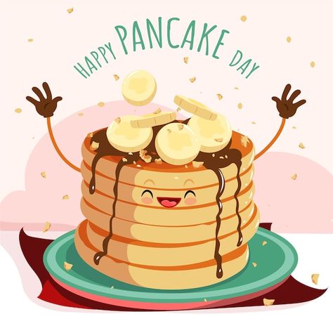 Flat pancake day illustration | Free Vector #Freepik #freevector #celebration-illustration #religion #christian #event-design Pancakes Illustration, Pancake Illustration, Happy Pancake Day, Pancake Roll, Celebration Illustration, Interactive Facebook Posts, How To Cook Pancakes, Cartoon Food, Cartoon Chicken