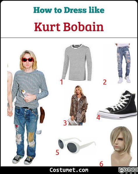 Kurt Cobain  Costume Kurt Contain And Courtney Love Costume, Courtney Love And Kurt Cobain Costume, Kurt Cobain And Courtney Love Costume, Kurt Cobain Halloween Costume, Rock Costume Ideas, Kurt Cobain Outfit Ideas, Courtney Love Costume, Music Artist Costume Ideas, Kurt Cobain Costume