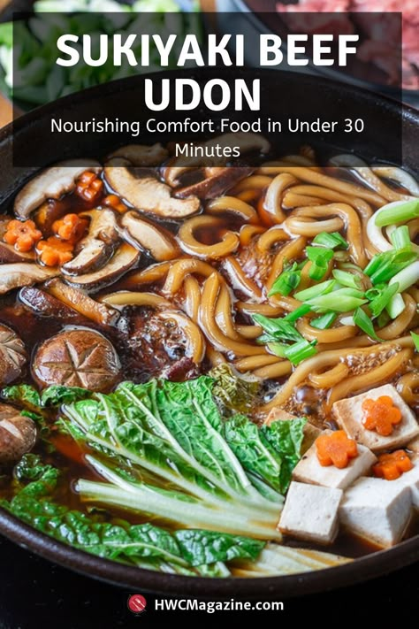 Niku Udon Recipe, Nabemono Recipe, Japanese Hot Pot Recipe, Sukiyaki Broth Recipe, Japanese Sukiyaki Recipe, Sukiyaki Beef, Sukiyaki Recipe, Hot Pot Recipes, Beef Udon