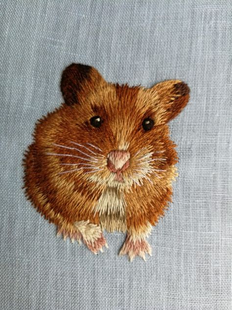 Hamster Embroidery, Cute Embroidery Patterns, Embroider Ideas, String Crafts, Textile Art Embroidery, Thread Painting, Cute Embroidery, Animal Embroidery, Embroidery Patterns Free