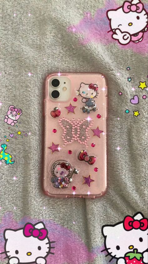 Clear Phone Case Design, Hello Kitty Phone, Hello Kitty Phone Case, Iphone Stickers, Luxury Iphone Cases, Kawaii Phone Case, Collage Phone Case, Case Ideas, Case Iphone 11