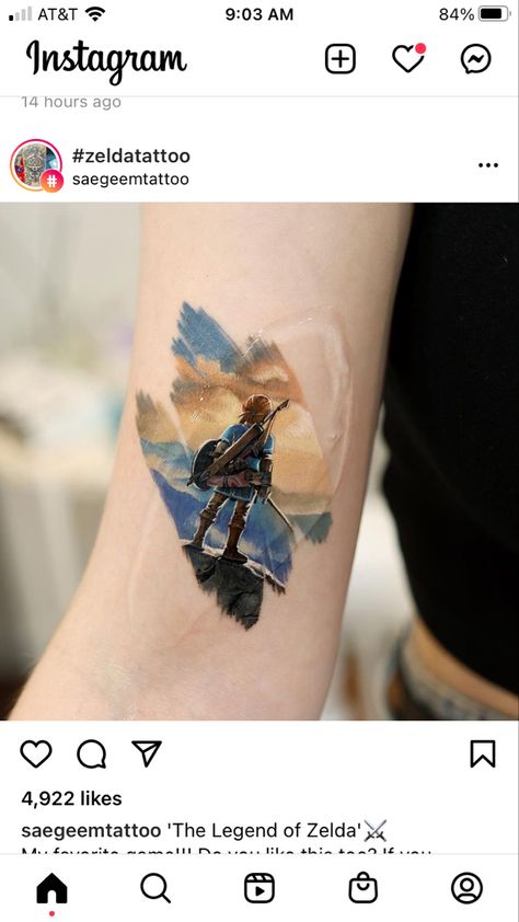 Zelda Breath Of The Wild Tattoo Ideas, Zelda Inspired Tattoo, Zelda Matching Tattoos, Zelda Link Tattoo, The Legend Of Zelda Tattoo Ideas, Zelda Tattoo Sleeve, Totk Tattoo, Zelda Botw Tattoo, Legend Of Zelda Tattoo Ideas