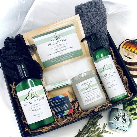 It's easy to make your man happy.! Find us on Etsy Skin Care Gift Box Ideas For Men, Spa Basket For Men, Self Care Basket For Men, Mens Self Care, Bath Gift Basket, Men Spa, Self Care Package, Spa Basket, Care Basket