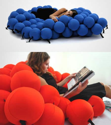 Bubble Bed Modern Bed Furniture, Weird Chairs, Bubble Bed, Unique Bed Design, Pillow Bed, Bed Furniture Design, Unique Beds, Sleeping In Bed, Creative Furniture