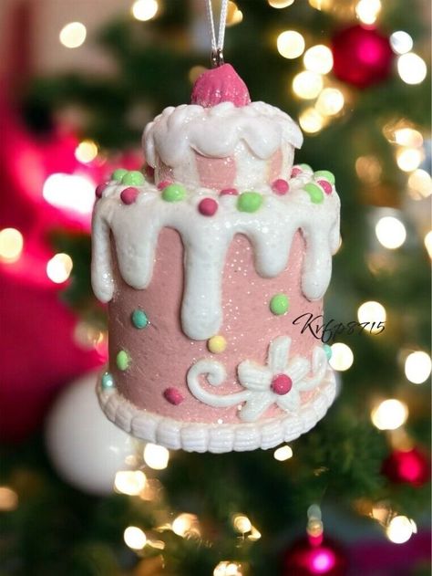 Pink Frosted Cake Candy Gingerbread Sweet Shop Bakery Ornament Shabby Cottage | eBay