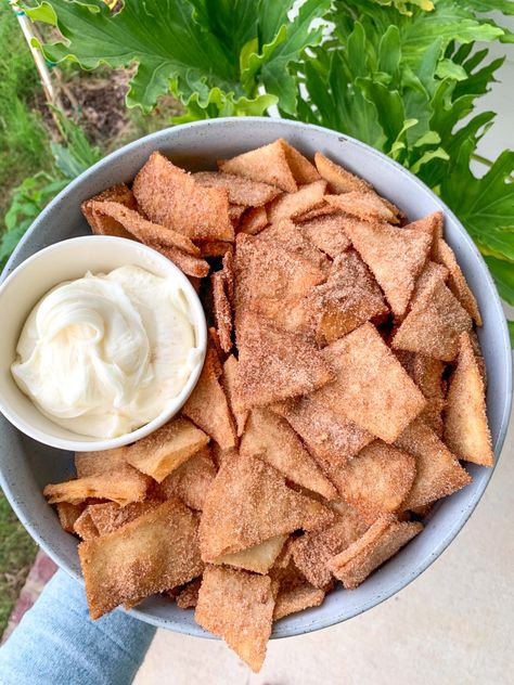 Churro Chips, Cinnamon Sugar Chips, Cinnamon Sugar Tortillas, Cinnamon Tortilla Chips, Cinnamon Tortillas, Homemade Chips, Simply Taralynn, Cream Cheese Dips, Cinnamon Chips