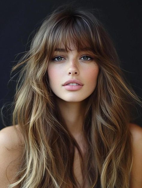 Top Long Haircuts with Bangs: Timeless and Trendy Styles Medium To Long Haircut With Bangs, Thick Long Bangs, Long Brown Hair With Highlights And Bangs, Super Long Hair With Bangs, Long Hair And Fringe, Long Hair And Bangs Hairstyles, Cute Hairstyles With Bangs Medium, Long Haircut Ideas With Bangs, Long Length Haircut With Bangs