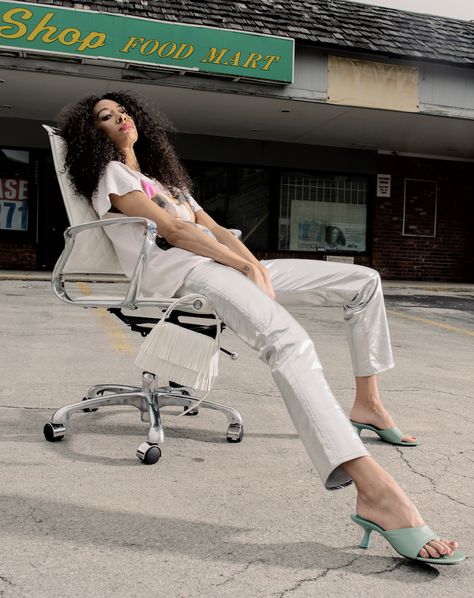 Shop In Store and Online! Streetwear Photoshoot, Fashion 1950, White Fringe, Simon Miller, 90s Denim, Leather Denim, Recycled Leather, Photography Inspo, Looks Great