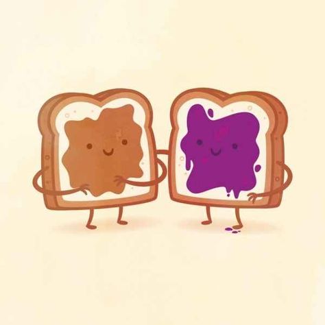 Which Adorable Food Pair Are You And Your Best Friend? Peanut Butter and Jelly! 달력 디자인, Food Cartoon, Cute Food Drawings, Food Pairings, Kawaii Food, Whimsical Illustration, Food Drawing, Food Illustrations, Cute Food