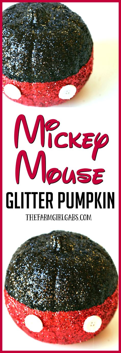 Oh boy! Make your Disney Halloween swell with this easy DIY Mickey Mouse Glitter Pumpkin. Mickey Mouse Pumpkins Crochet, Mickey Mouse Scarecrow Diy, Diy Mickey Pumpkin, Diy Mickey Pumpkin Ears, Pumpkin Mickey, Diy Pumpkins Crafts, Mouse Crafts, Glitter Pumpkins, Scary Halloween Party