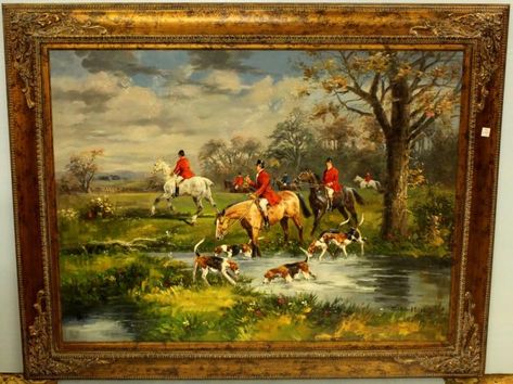 Large Oil Painting of Hunting Scene England Countryside, Discover Credit Card, Scene Painting, Hunting Scene, Hunt Scene, Large Oil Painting, Time Art, Art Masters, Blue Willow