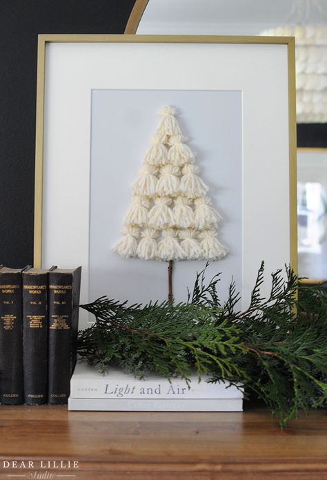 Our Bedroom with Christmas Touches - Dear Lillie Studio Christmas Tree Pom Pom, Tassel Christmas Tree, Pom Pom Christmas Tree, Tassel Christmas, Pom Pom Christmas, Pom Pom Tree, Dear Lillie, Christmas Tree Art, Tree Artwork