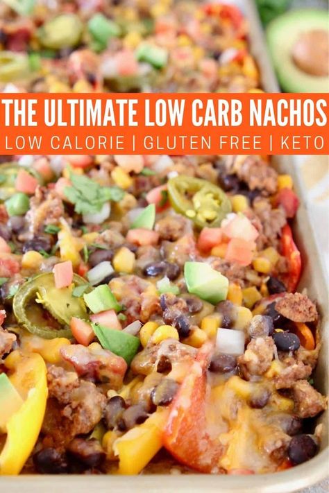 Nachos Recipe Beef, Low Carb Nachos, Super Bowl Food Healthy, Nacho Toppings, Nachos Recipe Easy, Mini Peppers, Low Carb Low Fat Recipes, Low Carb Chicken Recipes, Low Cal Recipes