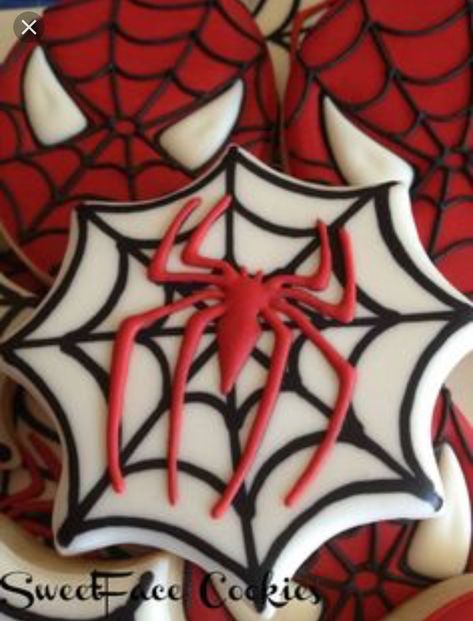 Meghan Patrick, Birthday Cake Boys, Spiderman Cookies, Superhero Cookies, Dessert Halloween, Spiderman Birthday Cake, Cookies Decoradas, Man Cookies, Spiderman Spider