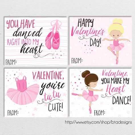 Printable Ballerina/Dance Valentine Cards // Instant Download includes 8 different cards. Simply download, print, and cut. These printable Valentine's Day cards are perfect for your children's classroom Valentines, to give to your family, or to pass out to friends! Ballerina Valentine Cards, Dance Valentines, Free Printable Valentines Cards, Bubble Valentines, Printable Valentines Day Cards, Classroom Valentines, Ballerina Dance, Printable Valentines, Preschool Valentines