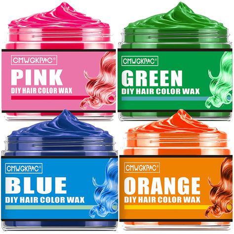 Colored Hair Wax, Halloween Diy Hair, Washable Hair Dye, Natural Hair Color Dye, Orange Hair Dye, Kids Hair Color, Hair Color Wax, Blue Purple Hair, Green Hair Dye