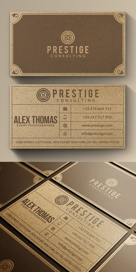 Creative Name Card, Vintage Card Design, Business Card Layout, Kraft Business Cards, Bar Deco, Buisness Cards, Business Fonts, Vintage Business Cards, Name Card Design