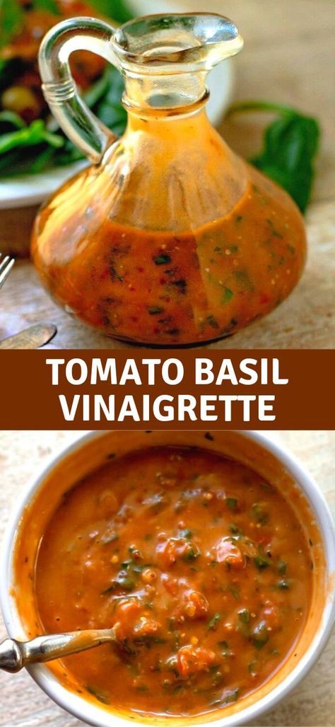 Tomato Basil Salad Dressing, Tomato Salad Dressing, Tomato Vinaigrette, Homemade Dressings, Primal Blueprint, Vegetarian Ideas, Salad Dressing Recipes Healthy, Basil Vinaigrette, Salad Salad