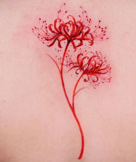 Lilly Flower Tattoo, Tattoo Crane, Tato Phoenix, Red Flower Tattoos, Lily Tattoo Design, Red Spider Lily, Tattoo Themes, Muster Tattoos, Red Ink Tattoos