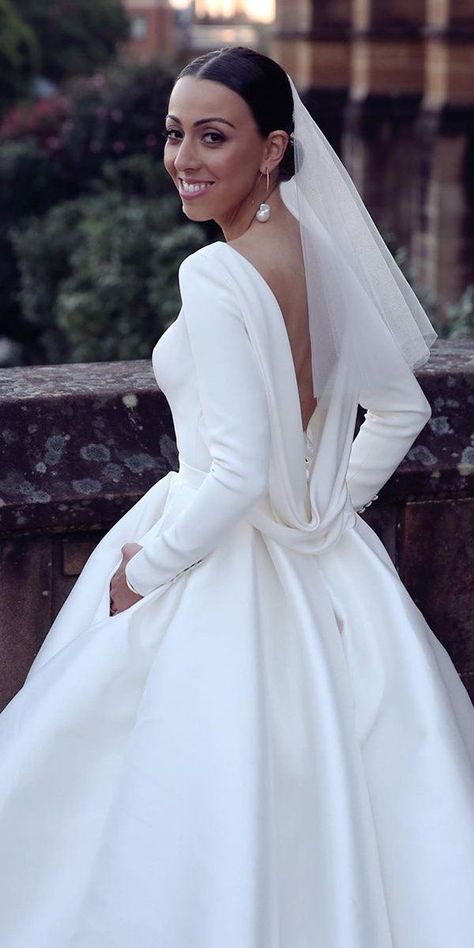 30 Fall Wedding Dresses With Charm ❤ fall wedding dresses ball gown with long sleeves low back simple stevenkhalil #weddingforward #wedding #bride Choose Wedding Dress, Gown With Long Sleeves, Simple Wedding Dresses, Long Sleeve Wedding Gowns, Western Wedding Dresses, Satin Wedding Gown, Wedding Dresses Ball Gown, Wedding Dress Guide, Dresses Ball Gown