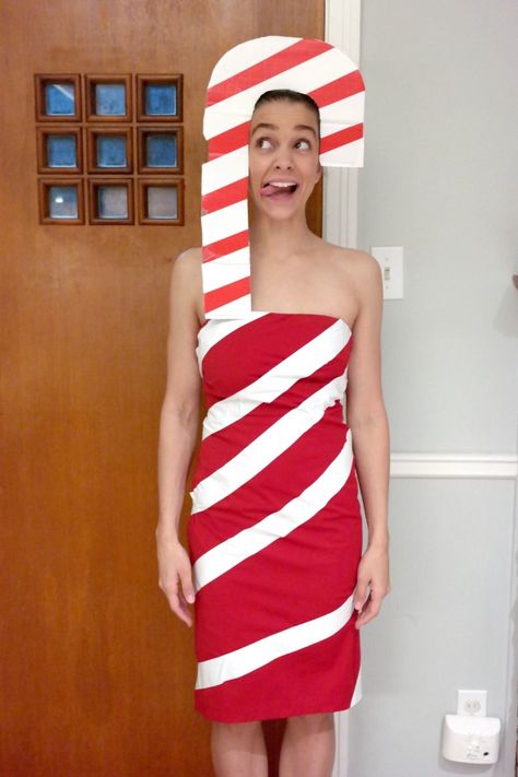 Candy Cane Costume Diy, Halloween Candyland, Candy Cane Outfit, Cane Outfit, Candy Cane Costume, Diy Christmas Outfit, Diy Candy Cane, Art Costumes, Elf Kostüm