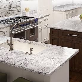 How to DIY Faux Marble or Granite Counters for Under $100 Countertop Tile, Granite Kitchen Countertop, Faux Granite Countertops, Countertop Samples, Faux Granite, How To Install Countertops, Tile Countertops, Granite Countertops Kitchen, Allen Roth