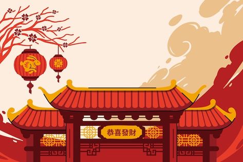 Chinese building Vectors & Illustrations for Free Download | Freepik Chinese Building Illustration, Chinese Illustration Art, Chinese Culture Design, Temple Chinese, Modern Chinese Design, Chinese Gate, Chinese Rabbit, Chinese New Year Festival, China Background