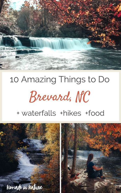 10 Amazing Things to Do in Brevard, NC (Waterfalls, Hikes, Breweries, Downtown Shops) — Nomads in Nature Mountain View Restaurant, Nc Waterfalls, Brevard North Carolina, Brevard Nc, Southern Travel, North Carolina Travel, Pisgah National Forest, Nc Mountains, Music Center