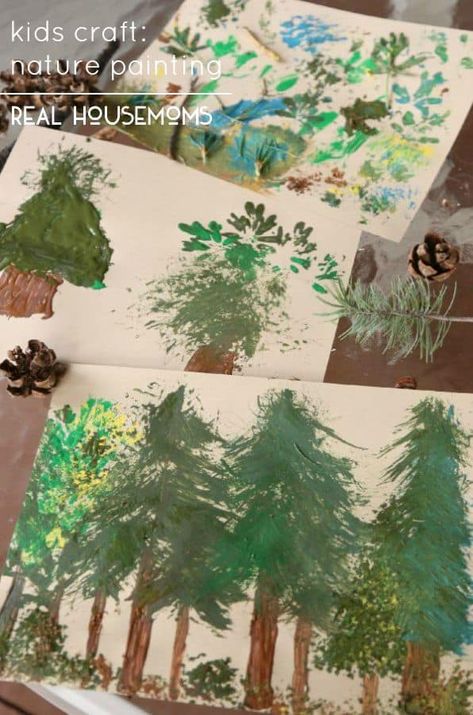 Help your kids discover nature in a new way with this Kid Craft: Nature Painting activity! Forest Animal Art Projects For Kids, Forest School Activities Winter, Forest Crafts For Preschool, Forest Crafts For Kids, Mountain Crafts For Kids, Painting A Forest, Nature Preschool, Nature Crafts Kids, Mountain Crafts