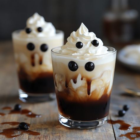 👻🍸 Get in the Halloween spirit with the spooky and delicious Ghostly White Russian cocktail! 👻🍸 Ghostly White Russian Ingredients: - 2 oz vodka - 1 oz coffee liqueur - 1 oz heavy cream - Ice cubes - Optional: whipped cream and candy eyes for garnish Instructions: 1. Fill a glass with ice cubes. 2. Pour vodka and coffee liqueur over the ice. 3. Slowly pour in the heavy cream to create a layered effect. 4. Top with whipped cream and add candy eyes for a ghostly touch. 5. Enjoy your chillingl... White Russian Cocktail, Cozy Fall Recipes, Candy Eyes, Coffee Liqueur, White Russian, Festive Drinks, Hearty Soups, Halloween Spirit, Ice Cubes