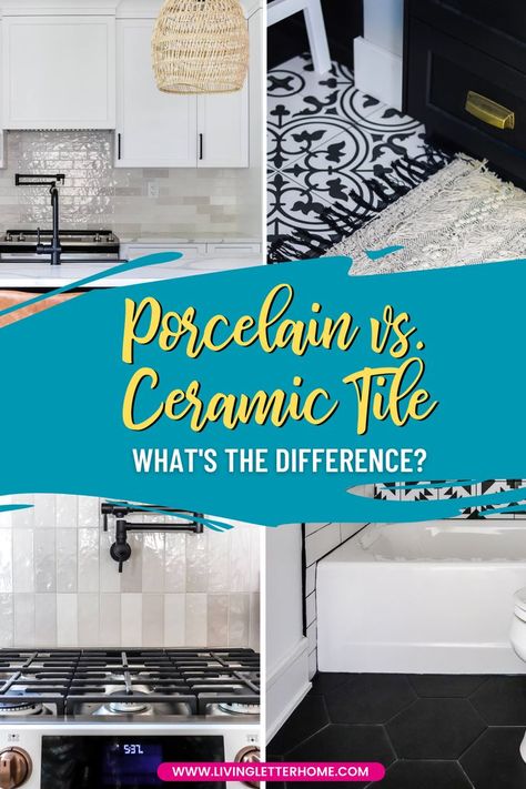 What's the difference between porcelain vs. ceramic tile and which one is right for you? Porcelain Vs Ceramic Tile, Makeover Tips, Diy Flooring, Diy Room, Inspiration Wall, Diy Projects To Try, Ceramic Tile, Home Hacks, Cool Walls