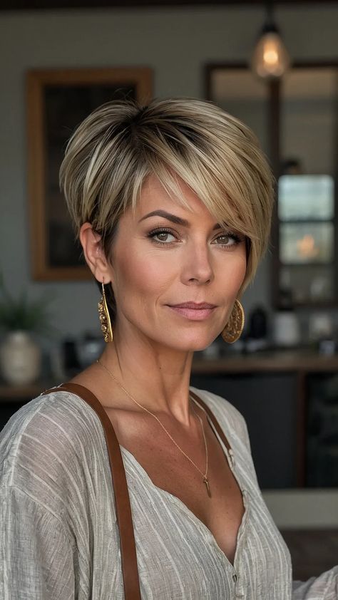 Trend Alert: Top 15 Hot Mom Haircut Ideas for 2024! 32 Funky Short Hair Over 50, Mom Haircut, Mama Hair, Mom Haircuts, Funky Hair, Blonde Hair Color Ideas, Messy Short Hair, Edgy Short Hair, Mom Hairstyles