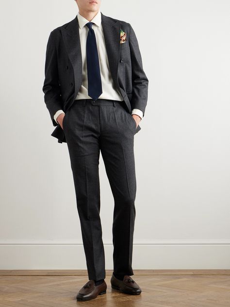 Named after Creative Director Luca Rubinacci, these trousers are designed with slim legs that taper towards the ankles and have unfinished hems, so you can customise a break to sit right atop your loafers. They've been made in Italy from wool-flannel. Luca Rubinacci, Wool Flannel, Slim Fit Trousers, Loungewear Shorts, Short Suit, Slim Fit Pants, Trouser Suits, Slim Pants, Slim Legs