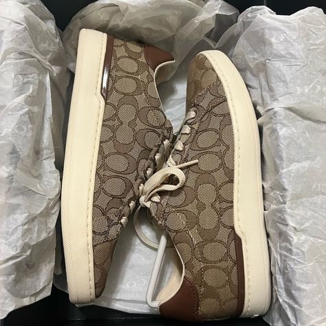 NWT WOMEN COACH SIGNATURE CLIP LOW TOP SNEAKERS Coach Shoes Outfit For Women, Coach Shoes Outfit, Shoe Story, Coach Sneakers, Low Top Sneakers, Women Sandals, Coach Shoes, Sneaker Shopping, Fashion Clothes