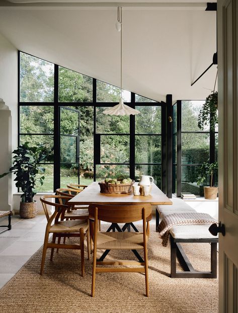 Anna Haines brings harmony to a former vicarage outside Bath Crittal Windows, Victorian Floor Tiles, Victorian Floor, Flagstone Flooring, Iconic Chairs, Large Dining Room, English House, Spare Room, French House