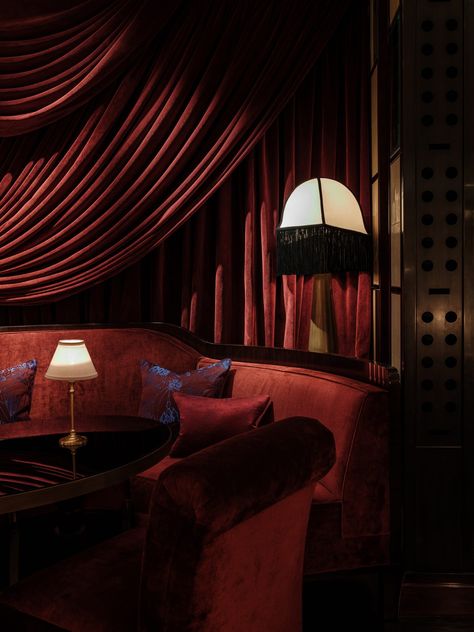 Restaurants & Bars | dpa lighting consultants – "Right Light, Right Place, Right Time" ™ Red Velvet Curtains, Speakeasy Decor, Right Place Right Time, David Collins, Moroccan Restaurant, Corinthia Hotel, Dream Basement, Velvet Furniture, Jazz Bar