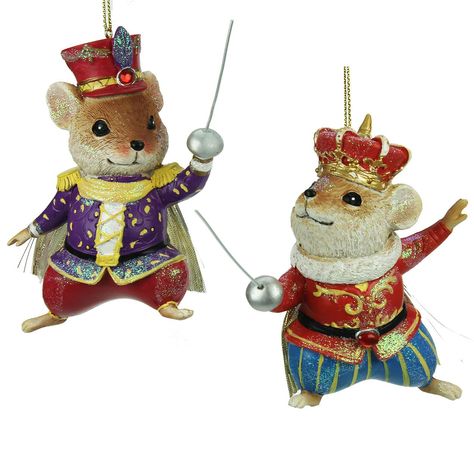 Nutcracker Mice, Penguin Christmas Decorations, Gisela Graham Christmas, Nutcracker Christmas Decorations, Mouse King, Nutcracker Soldier, Gisela Graham, Traditional Christmas Decorations, Hanging Christmas Tree