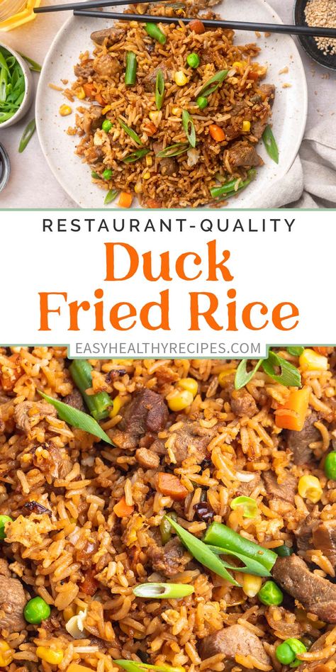 Duck And Rice Recipes, Duck Fried Rice Recipe, Duck Stir Fry Recipes, Healthy Duck Recipes, Duck Fried Rice, Duck Recipes Easy, Duck Stir Fry, Crispy Duck Recipes, Skillet Suppers