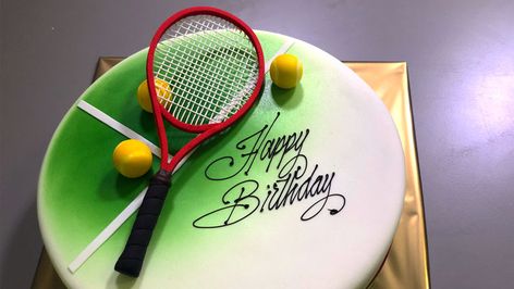 Tennis Birthday Cake, Tennis Racket Cake, Tennis Cake, Tennis Birthday, Happy 8th Birthday, Basic Cake, Creative Birthday Cakes, Simple Object, New Cake