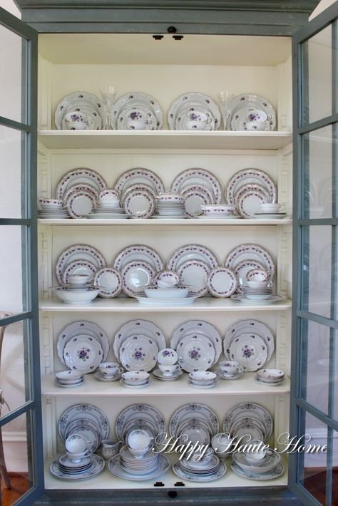 Open Shelving China Display, China Cabinet Dish Display, Storing China Dishes Ideas, China Display Ideas Wall, Dishes In Glass Cabinets, How To Display Dishes In China Cabinet, How To Display China In Cabinet, Fine China Display, Displaying China