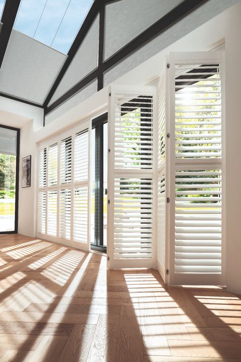 Folding Window Shutters, Patio Door Shutters, Sliding Glass Door Window Treatments, Crepe Cafe, Living Room Shutters, Metal Shutters, Wooden Window Shutters, Folding Windows, Sliding Shutters