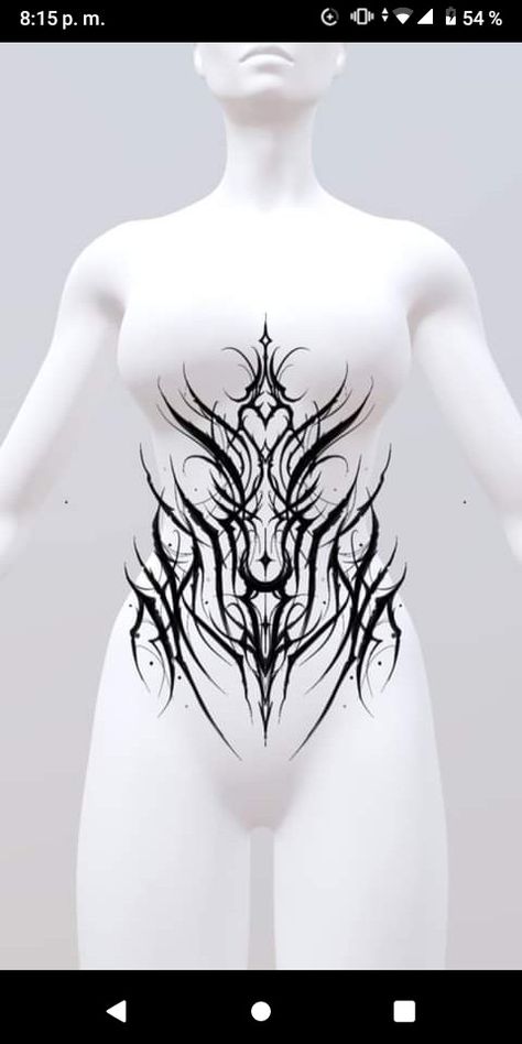 Back Tattoo With Wings, Dark Spine Tattoos For Women, Under Breast Tattoo Women, Neck Tattoo Template, Cybersigilism Tattoo Stencil, Big Side Tattoos Women, Gothic Stomach Tattoo, Top Shoulder Tattoos For Women, Back Tattoo Template