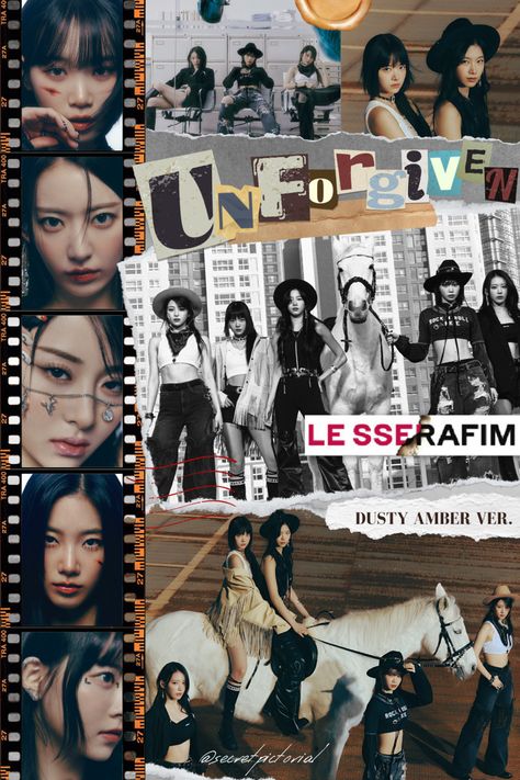 Lesserafim Scrapbook, Le Sserafim Scrapbook, Kpop Scrapbook Edit, Scrapbook Ideas Kpop, Scrapbook Yearbook, Chaewon Kazuha Yunjin, Lesserafim Unforgiven, Kpop Scrapbook, Le Sserafim Unforgiven