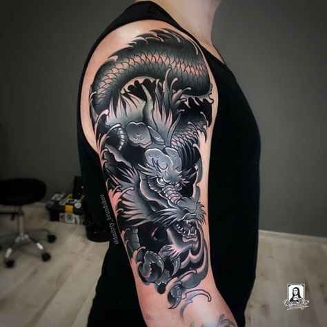 Dragon Tattoo Full Sleeve, Flying Phoenix Tattoo, Phoenix Tattoo Sleeve, Viking Tattoos For Men, Most Beautiful Tattoos, Dragon Tattoo Arm, Celtic Dragon Tattoos, Shoulder Movement, Asian Dragon Tattoo