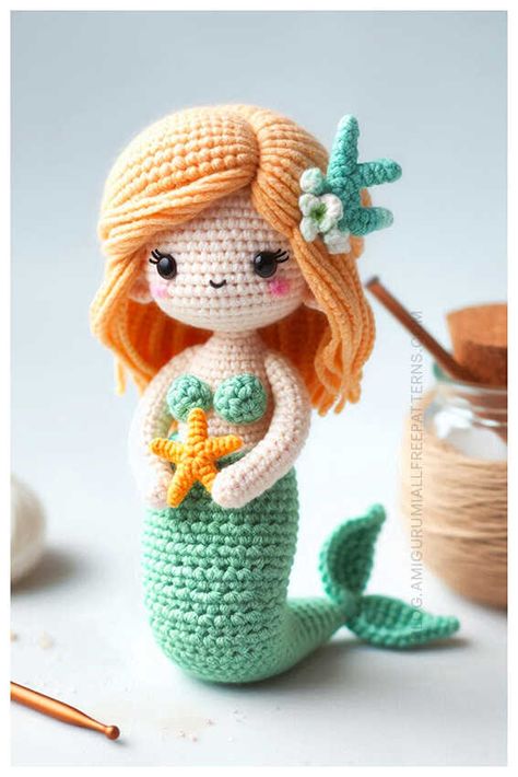 Amigurumi Mermaid Crochet Free Pattern Crochet Mermaid Plushie, Free Mermaid Crochet Pattern, Crochet Mermaid Doll Free Pattern, Crochet Mermaid Pattern, Mermaid Crochet Pattern Free, Mermaid Crochet Pattern, Mermaid Crochet, Disney Crochet, Doll Amigurumi Free Pattern