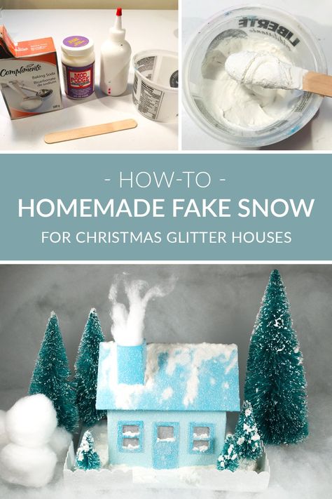 How to Make Homemade Fake Snow for Christmas Glitter Houses – Happy Cat Prints Putz Village, Homemade Glitter, Snow Recipe, Free Printable Templates, Diy Christmas Village, Christmas Homemade, Centerpiece Christmas, Fake Snow, Christmas Village Houses