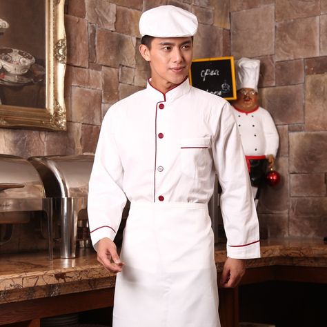 >> Click to Buy << New Arrival Hotel Chef Uniform Fashion Hotel Chef's Long Sleeve Costume Outfit Western Restaurant Chefs Clothes Plus Size B-5580 #Affiliate Kitchen Uniform, Chef Dress, Hotel Chef, Waiter Uniform, Outfit Western, Chef Jackets, Clothes Plus Size, Western Restaurant, Chef Clothes