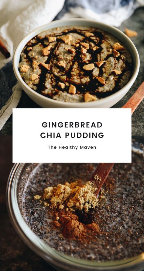 An easy and festive holiday recipe for gingerbread chia pudding! Get the taste of everyone�s favorite Christmas cookie with the benefits and heartiness of chia seeds in this delicious breakfast or snack recipe. Winter Chia Pudding, Recipe For Gingerbread, Easiest Breakfast, Chia Pudding Recipes Healthy, Chia Recipe, Quick Meal Prep, Meal Prep Snacks, Chia Seed Recipes, Chia Pudding Recipes